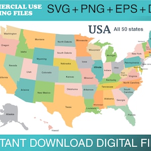 50 States of America Svg Bundle - US Map Svg- 50 states Cricut Silhouette Svg - 50 states DXF file - Glowforge laser cutting file Svg