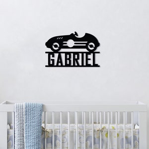 Personalized Race Car Sign-Wood Name Sign-Boys Room Wall Name Sign-Nursery Name Sign Decor-Kids Wall Name Sign-Kids Room sign -Boys Car Sign