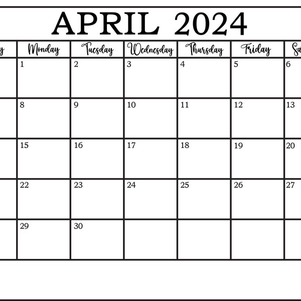 Simple April Calendar Sheet 2023- Printable March 2023 Calendar-Month of March 2023- March 2023 Calendar- JPG, PDF, PNG Calendar
