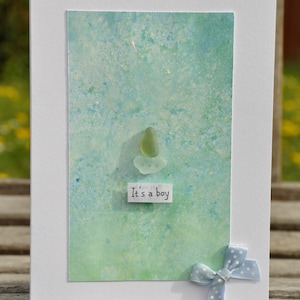 Bateau en verre de mer carte bébé garçon carte aquarelle pour bébé garçon Nouvelle carte bébé garçon C’est une carte garçon Carte de vœux nouveau-né pour les nouveaux parents fait à la main