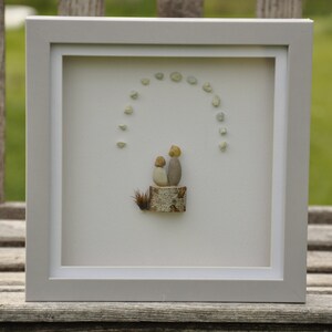 Pebble couple under stars  Anniversary gift Wedding gift Couples gift Pebble art wedding Pebble art family gifts Couple framed picture