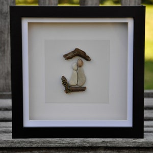 Pebble couple in a hew home gift Valentines day New home gift Housewarming gift Home decor Our first home Pebble art couple gift