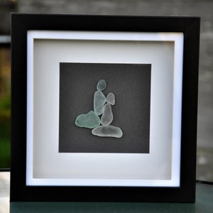 Cadeau de couple en verre de mer Cadeau de mariage Cadeau de fiançailles Cadeau d’anniversaire Cadeau en verre de mer cadeau pour son cadeau de Saint-Valentin Art encadré de verre de mer fait à la main