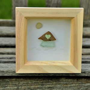 New Home Sea Glass Moving House Gift / Housewarming Family Gift ,Pebble Art, Living room Decor Art Lovers