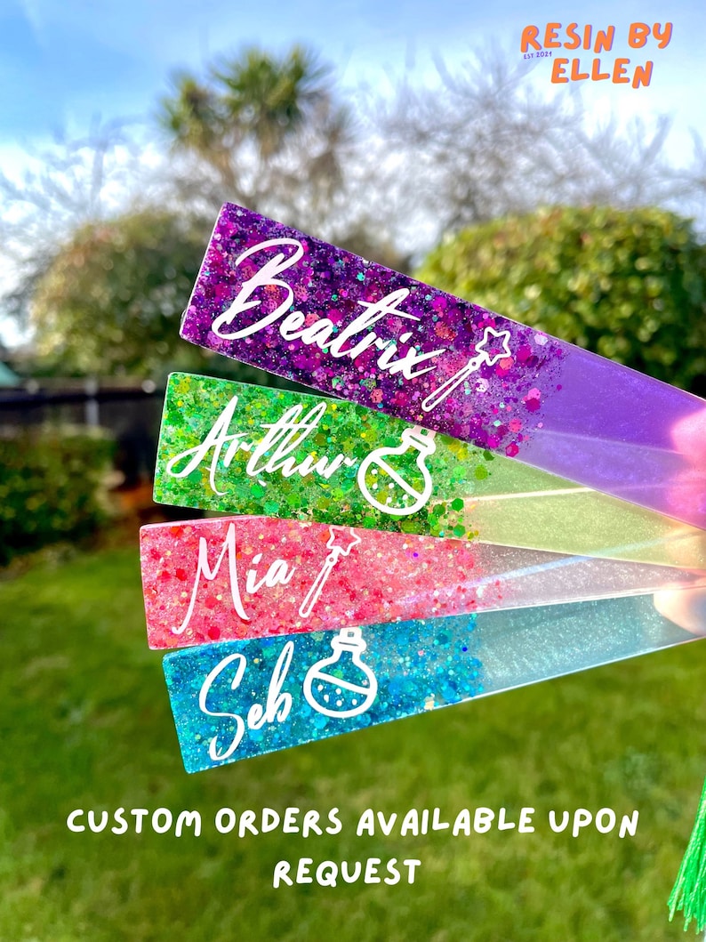 Personalised Glitter Bookmark Bookmark Glitter Bookmark Name Bookmark Birthday Gift Resin Bookmark Easter gift Party favours image 10