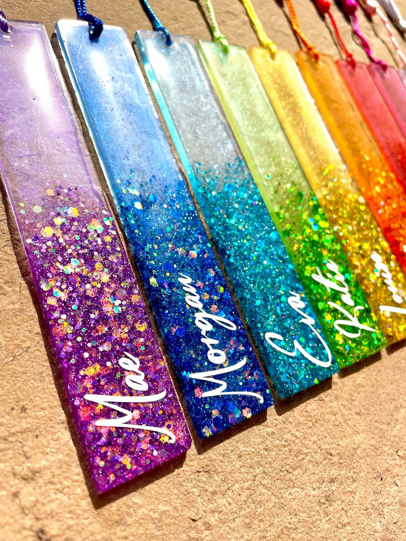 Personalised Glitter Bookmark Bookmark Glitter Bookmark Name Bookmark Birthday Gift Resin Bookmark Easter gift Party favours image 1