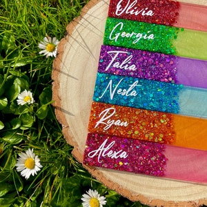 Personalised Glitter Bookmark Bookmark Glitter Bookmark Name Bookmark Birthday Gift Resin Bookmark Easter gift Party favours image 2