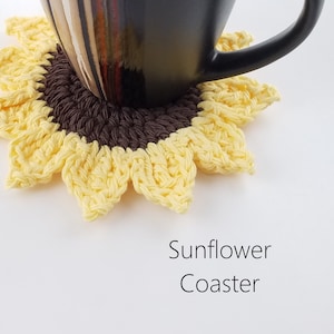 Crochet Sunflower Coaster | Sunflower Coasters | Crochet Flower Coaster Set | Crochet Coaster Set | Gifts under 20