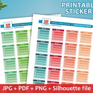 CHECKLIST BOX Printable Stickers | To Do List Printable Stickers | Printable Planner Stickers