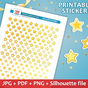 YELLOW STARS Printable Stickers | Stars Planner Stickers | Tiny Stars Stickers | Stickers for journals | Diary Deco Stickers