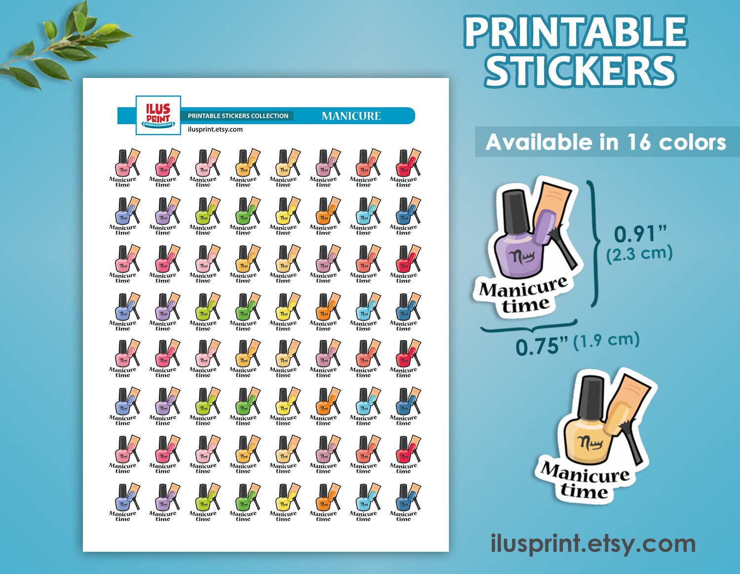 MANICURE Printable Sticker Nail Polish Planner Sticker | Etsy