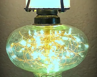 Antique Pedestal Hurricane Oil Lamp Converted to Electric