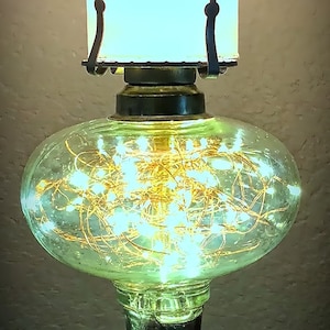 Antique Pedestal Hurricane Oil Lamp Converted to Electric