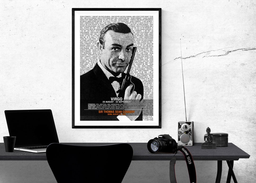 SEAN CONNERY VIRGO Zodiac Sign Famous Celebrity Word Art Etsy