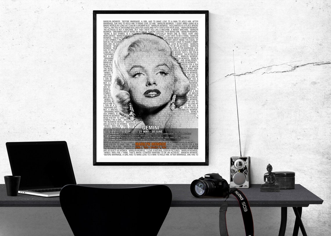 MARILYN MONROE GEMINI Zodiac Sign Famous Celebrity Word Etsy