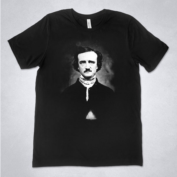 Edgar Allan Poe shirt, Edgar Allan Poe portrait, Edgar Allan Poe photo shirt, Writer shirt, the Raven, Goth shirt, Poe shirt