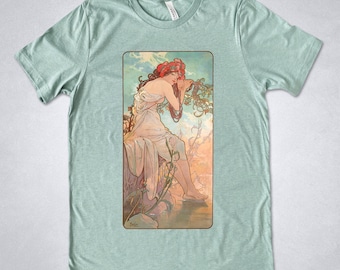 Alphonse Mucha t-shirt - Summer, Art Nouveau shirt, Four Seasons, Mucha shirt, Art print shirt, Art gift, Vintage graphic