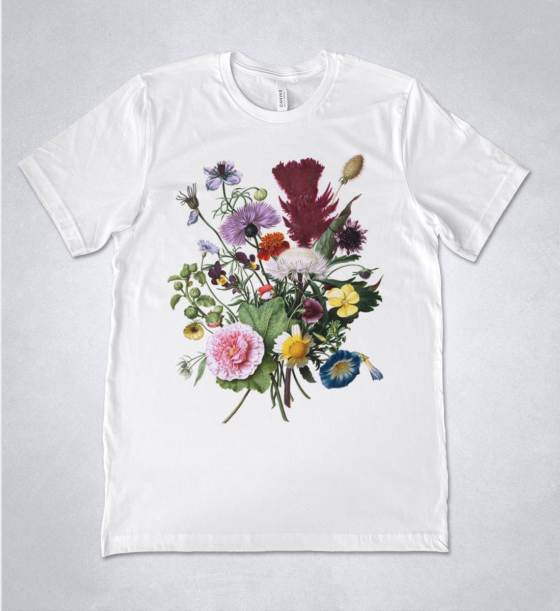 GeometryOfArt Flowers T-Shirt, Flower Bouquet, Vintage Flowers Illustration, Wildflowers, Botanical Shirt, Flower Shirt, Fleurs GeometryOfArt Flowers T-Shirt, Flower Bouquet, Vintage Flowers Illustration, Wildflowers, Botanical Shirt, Flower Shirt, Fleurs