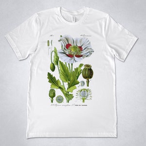 OPIUM Illustration shirt, Nature t-shirt, Vintage opium print, Opium shirt, botanical shirt, Poppy shirt, Poppy seed, Papaver somniferum