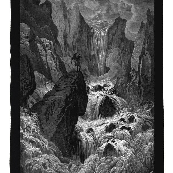 Gustave Dore back patch -  Art back patch, Gustave Dore Illustration, John Milton - Paradise Lost, Devil, Satan, Fallen angel