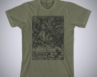 Albrecht Durer t shirt - Saint Michael Fighting the Dragon - Art shirt, Artist shirt, Art gift, mens t shirt, womens shirt, Etching shirt