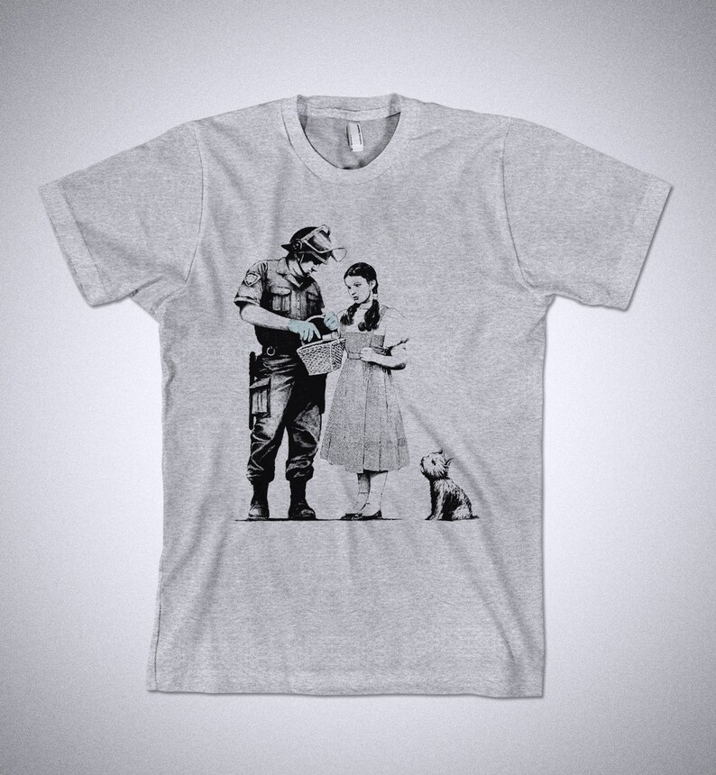 Banksy T-Shirt Stop and Search Mens Graffiti Street Art Top