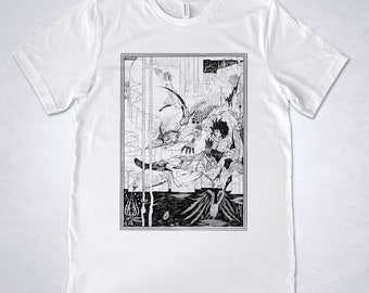 Aubrey Beardsley t-shirt - How King Arthur saw the Questing Beast, Aubrey Beardsley illustration, Art Nouveau t-shirt