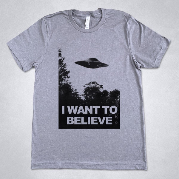 Chemise I WANT to BELIEVE - T-shirt X-Files, OVNI, chemise Sci-Fi, Aliens, Agent Fox Mulder, affiche X-Files