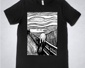 エドヴァルド・ムンクのTシャツ - 叫び 1893（モノクロ