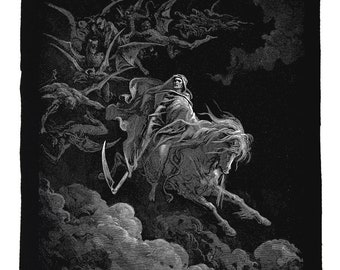 Gustave Dore back patch - Vision of Death, Death on the Pale Horse  Art back patch, Apocalypse, Gustave Dore Bible Illustration