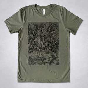 Albrecht Durer t-shirt - Saint Michael Fighting the Dragon, The Apocalypse series, Renaissance Woodcut shirt, Gothic Art, German Renaissance