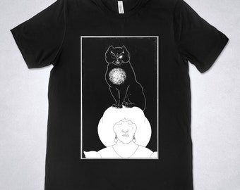 Aubrey Beardsley t-shirt - The Black Cat, for Edgar Allan Poe’s - Tales of Mystery and the Imagination, Art Nouveau t-shirt, Black cat shirt