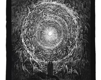 Gustave Dore-Rückenaufnäher – The Empyrean (höchster Himmel), The Divine Comedy Paradise, Dore-Gravur, Dante Alighieri, Angels-Rückenaufnäher