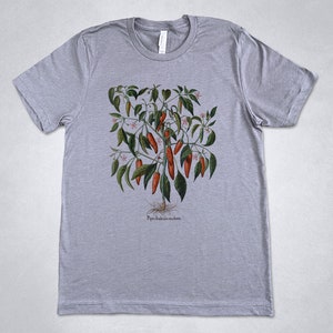 Red Chili Pepper plant shirt, Red Hot Chili Peppers t-shirt, Vintage Pepper plant print, Botanical shirt, Piper illustration, Pepper shirt Men Heather Storm
