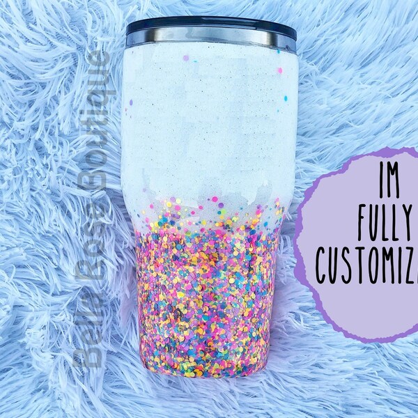 SALE! Glitter Tumbler, Confetti Glitter Tumbler, Custom mug, Completely Customizable, Monogram, Name, Quote, Image