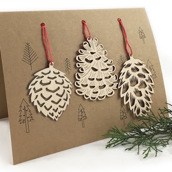 Pinecone Ornaments, set of 3