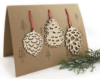 Pinecone Ornaments, set of 3