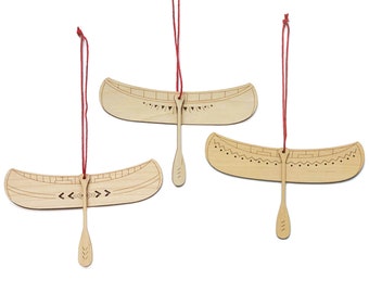 Canoe Ornaments, set of 3