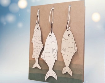 Hooked Fish Ornaments, set of 3