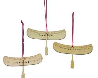 Canoe Ornaments, set of 3
