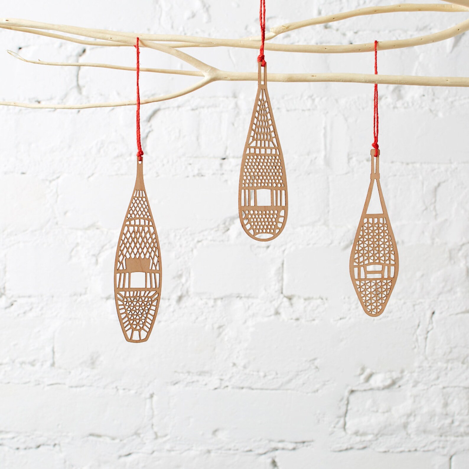 Snowshoe Ornaments Set of 3 Etsy