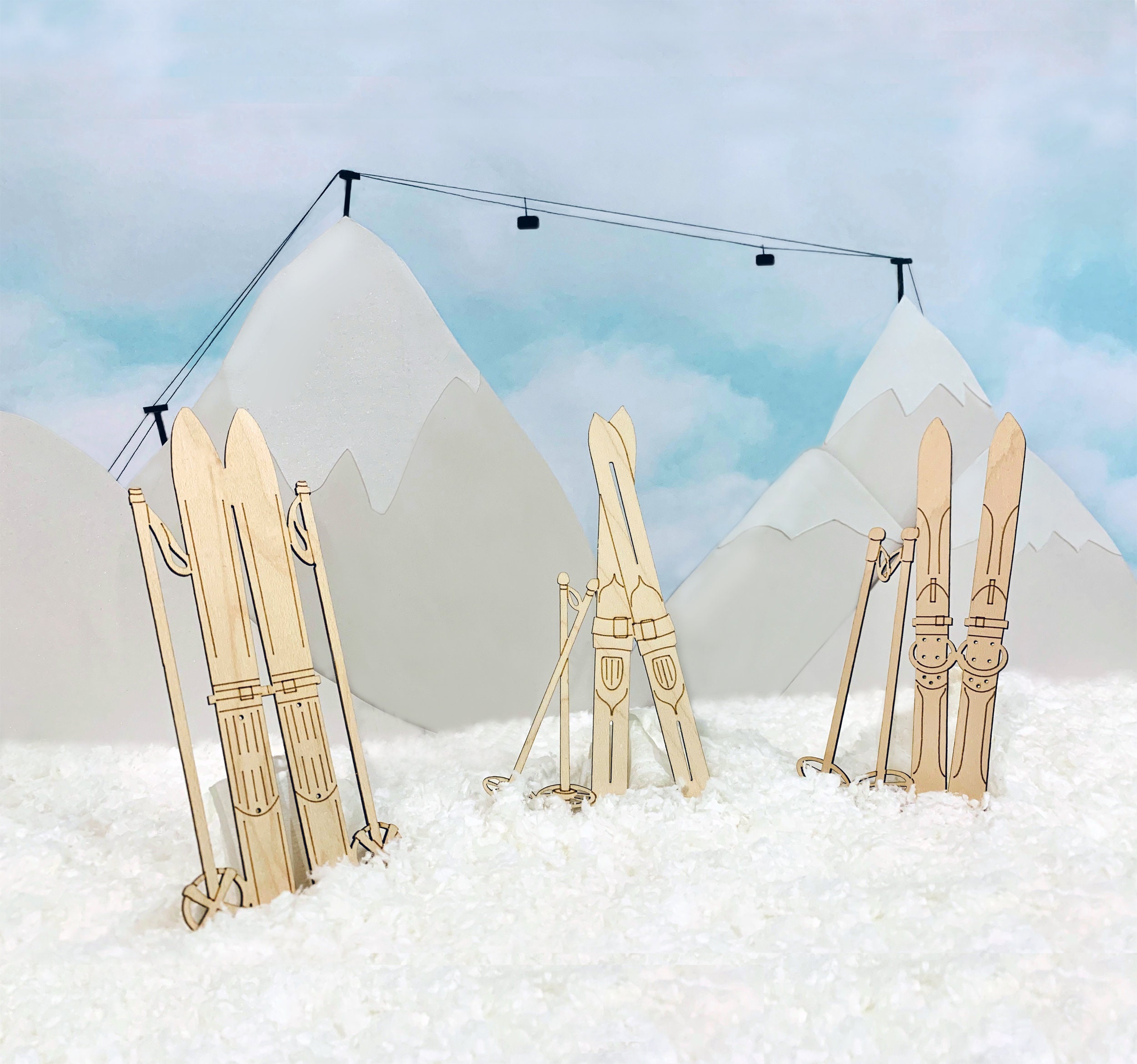 Ski Ornaments Set of 3 Etsy