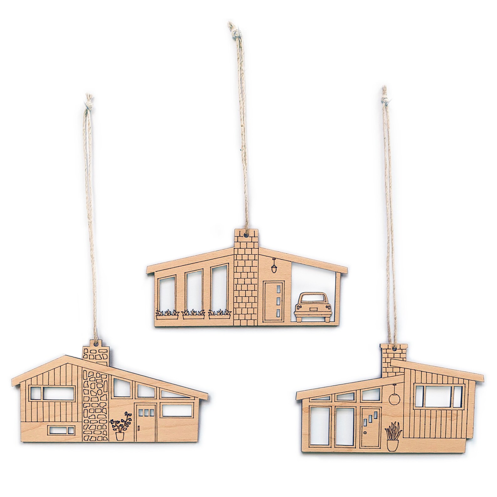 MidCentury Modern Ornaments Set of 3 Etsy