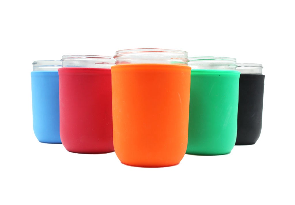 Silicone Sleeve for Wide Mouth Pint Mason Jars; Insulated Mason Jar Holder