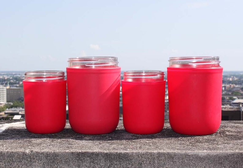 Set of 4 Silicone Mason Jar Sleeves Insulated Mason Jar Etsy