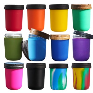Set of TWELVE 8oz Re:stash Jars, Eco-Friendly Child-Resistant Stash Jar, Smell Proof, Drop Proof, Mason Jar Accessory, Child Proof Stash Jar
