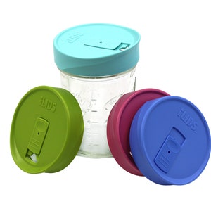 Tapa para frasco Mason de boca ancha (disponible en varios colores), ecológica, sin BPA, para llevar, de una pinta