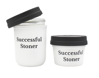 Successful Stoner Gift Set 4oz and 8oz Re:stash Jars, Eco-Friendly Child-Resistant Stash Jar, Smell Proof, Drop Proof, Mason Jar Accessory
