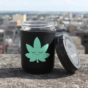 8oz Happy Leaf Re:stash Jar | Eco-Friendly Child-Resistant Stash Jar | Smell Proof, Drop Proof