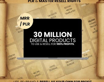 Paquete de más de 30 millones de productos digitales PLR | Derechos de reventa, derechos de marca blanca, contenido para generar ingresos en línea